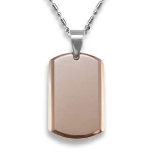   Tungsten Carbide Dog Tag on a 24 Inch Chain: West Coast Jewelry