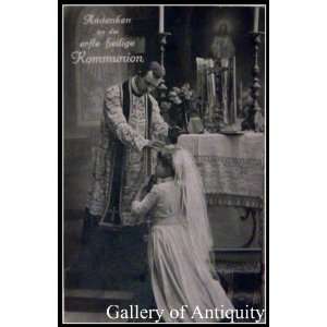  Holy First Communion German Antique Photograph Postcard 