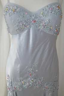 Plus Size Party Evening Silver Gorgeous Gown Dress With Beading Size 