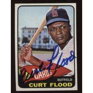  Curt Flood Signed Ball   1965 Topps #415 EXMT B & E 