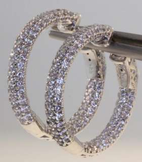   Sterling silver cz cubic zirconia hoop huggie in out earrings 7.7g new