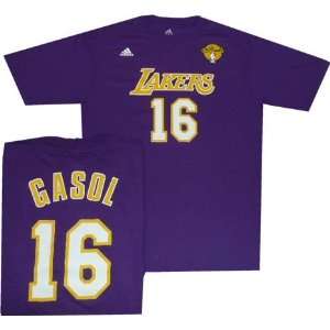  Los Angeles Lakers Pau Gasol Adidas Purple Finals T Shirt 