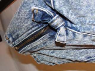 Vintage 80s Jordache Acid Wash Zipped Ankle Bow Tie High Waist Jeans 