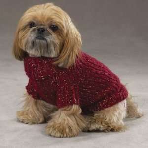 XXS Chunky Red Metallic Knit Dog Sweater 