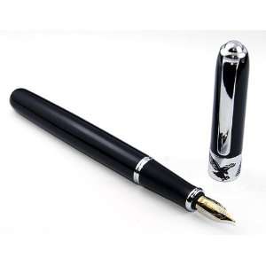  Classic Carved Flying Eagle Black Fountain Pen Chrome Tip 
