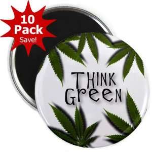  THINK GREEN Marijuana Pot Leaf 10 Pack of 2.25 inch Fridge 