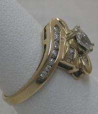 Estate .66ct Marquise Baguette Diamond Engagement Ring  