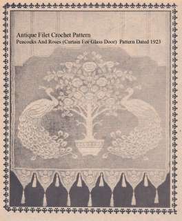Antique Peacocks And Roses Filet Crochet Pattern #CR8  