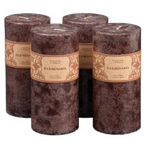   of 4 Chestnut Scented Mottled Brown 6 Pillar Candles