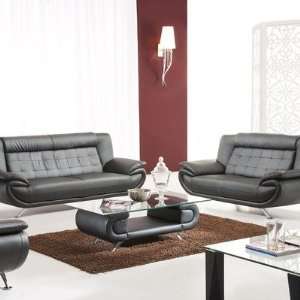  Curve Leather Sofa and Loveseat Set in Black