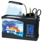   USB Desktop Aquarium/Real Fish Tank Alarm Clock/Desk Caddy
