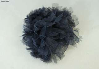   CHANEL Black Mesh Camellia Corsage Pin Brooch with Box  