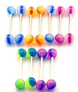  All Glow in the Dark Tongue rings, you will get stripe, 2 color glow 