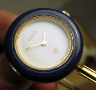 Vint GUCCI 1100 L Ladies Goldtone Bangle Wrist Watch w/ Bezel Set 