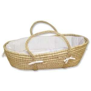   Moses Basket with Pique Liner in White Maize Basket Color: Sage Green