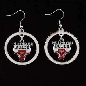  Chicago Bulls Floating Logo Hoop Earrings: Sports 