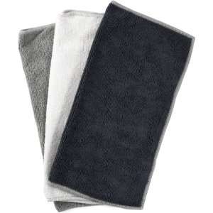  Black, White, and Gray Microfiber Cleaning Cloth, Set of 