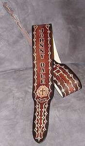 GS14 Made in USA Genuine Solid Leather 3 Guitar Strap Personalized 