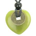   Powers Amulet Green Jade Gemstone 30mm Heart Donut Pendant Necklace