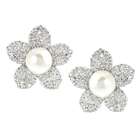   com journee collection silvertone cz faux pearl stud earrings