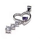   Heart Shape 925 Silver Plated Necklace Jewelry Diamond Pendant