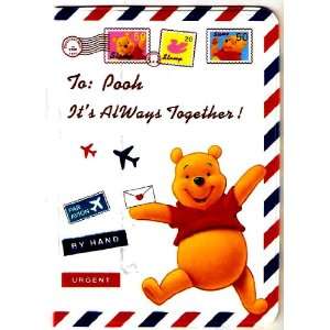 Pooh Bear Airmail Post Stamps Disney Passport Cover ~ Mouse Head 