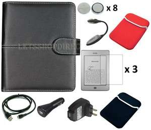   Black Leather Case Cover Charger Cable for  Kindle Touch  
