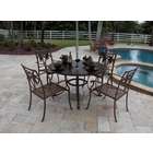  Rattan Coco Palm Patio 5 PC Slatted Dining Group (Four Arm Chairs 