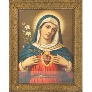  Antique French Lithograph Madonna Mary Sacred Heart 