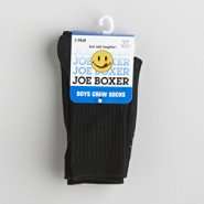 Joe Boxer Boys 6 11 3 Pair Solid Crew Socks   Black at 