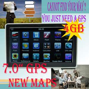 New 7 Car GPS Navigation touch screen Mp3 4GB New Maps  