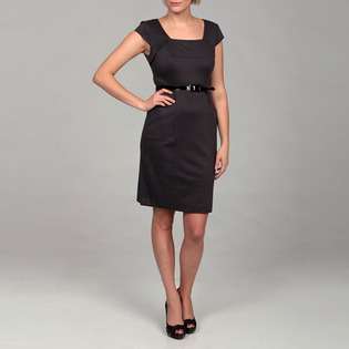 Overstock Adrianna Papell Womens Pewter Belted Dress at 