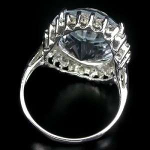 BRILLIANT AQUAMARINE 925 STERLING SILVER RING 25.3 CTTW SIZE 7.25 