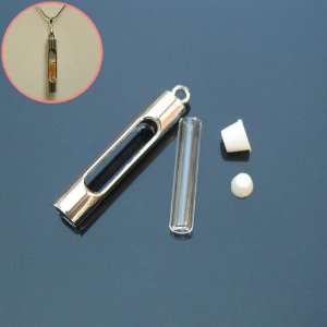  2 Cylinder Charm Glass Vial Pendant. 