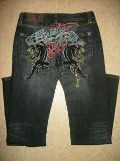   Hardy by CHRISTIAN AUDIGIER JEANS WOMENS PANTHER King SIZE 28  
