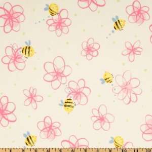  44 Wide Spring Fling Buzzing Bees Cream Fabric By The 