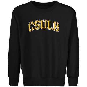  Long Beach State 49ers Youth Black Arch Applique Crew Neck 