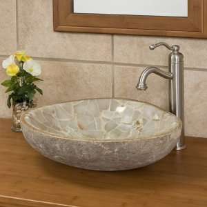   : Green Onyx Mosaic Natural River Stone Vessel Sink: Home Improvement