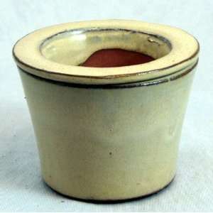  Self Watering Glazed Ceramic Pot  Beige 3 3/4 x 2 1/2 