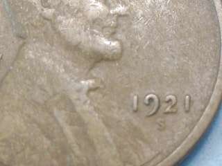 Lincoln Head Wheat back Cent Penny 1921 S Coin Vintage  