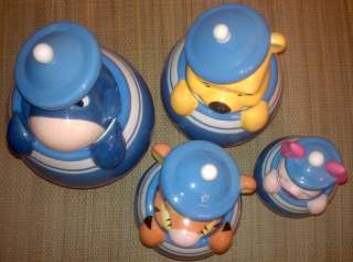 LOT OF 4) DISNEY WINNIE THE POOH AND FRIENDS CANISTER/COOKIE JARS WOW 