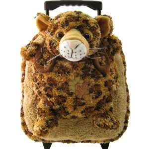  New! Sweet Kids Plush Animal Leopard Rolling Backpack 