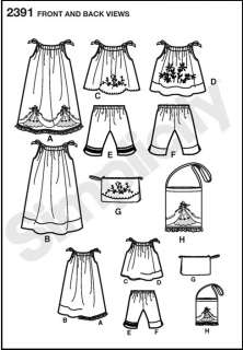   2391 Vtg Pillowcase Girls Sundress Tops Pants Bag Pattern 3 8  