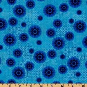 Wide Fabri Quilt Calypso Small Floral Kaleidoscope Turquoise Fabric 