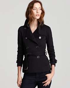 Burberry Brit Broxtone Jersey Jacket with Leather Collar