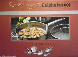 CALPHALON REFINED 11 PC STAINLESS STEEL COOKWARE SET NEW IN BOX  