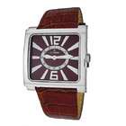 Overstock Le Chateau Mens Brown Leather Strap Watch