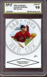 DUSTIN PEDROIA Just Minors MGS 10 Rookie GEM Red Sox .  