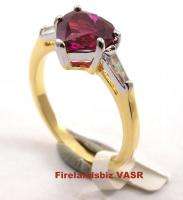 Womens Ring Gold Overlay Ruby Red Heart CZ Size 5 6 7 8  