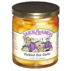 Jake & Amos Pickled Hot Garlic, Jar, 11: Grocery & Gourmet Food